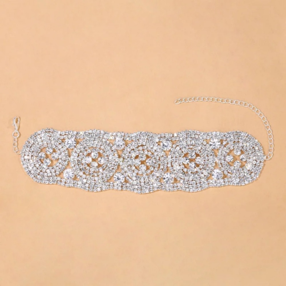 Wide Rhinestone Crystal Cuff Bracelet for Bridal, Holiday or Special Occasions - Picture 3 of 5